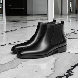 Stivali Chelsea in <span class=keywords><strong>Pelle</strong></span> Personalizzati Daodao per <span class=keywords><strong>Uomo</strong></span>, con Elastico e Fodera in <span class=keywords><strong>Pelle</strong></span> di Maiale, Comodi e Piatti - Product Image 3