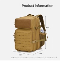 Sac à dos tactique imperméable 45L avec porte-bouteille, grand patch Velcro Molle pour la randonnée et le camping