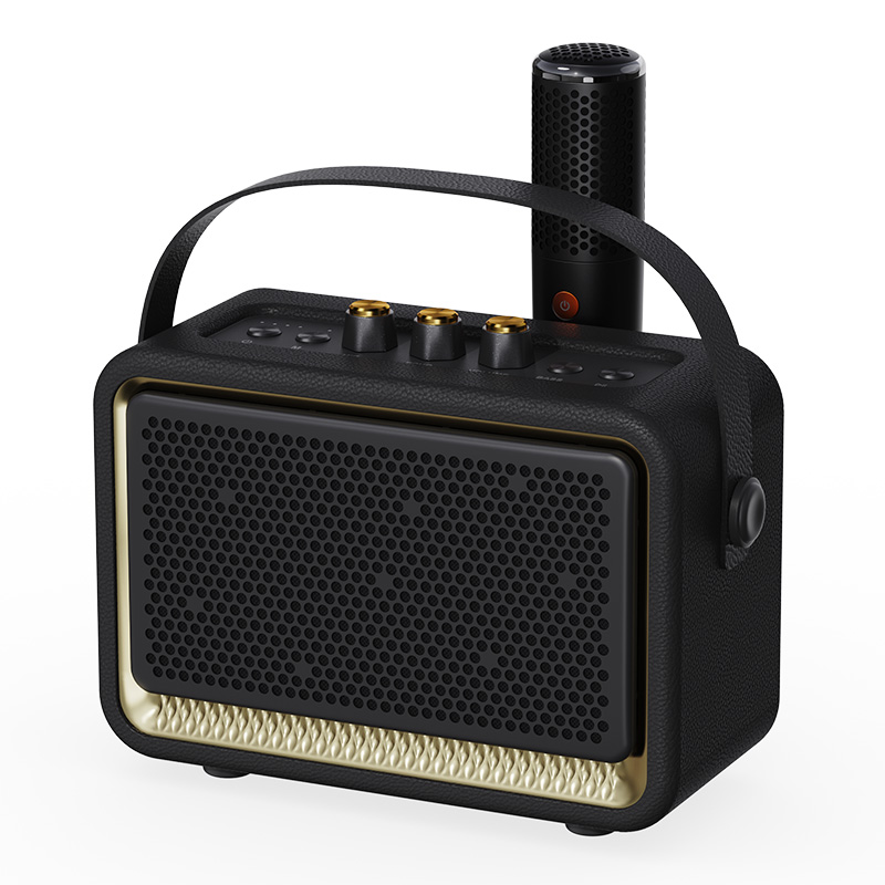 New Dual 2-inch Retro Leather Wooden Box Speaker Outdoor Portable