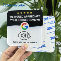 Tarjeta RFID acrílica NFC con chip Ntag213 de 13.56MHz, programable con URL, resistente al agua, con adhesivo para reseñas de Google.
