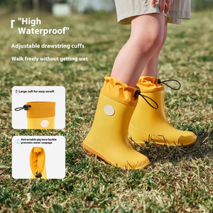 2025รองเท้าบูทกันฝนสำหรับเด็ก, รองเท้ากันน้ำตาข่ายบุกันน้ำกันลื่นพื้นรองเท้าพีวีซีและยางแบบใช้แล้วทิ้งสำหรับเด็กผู้ชายเด็กผู้หญิงฤดูใบไม้ร่วง - Product Image 6