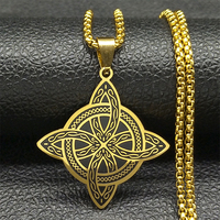 Collier avec pendentif nœud celtique classique plaqué or 18 carats avec chaîne en acier titane pour femmes - Cadeau d'anniversaire