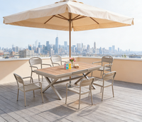 Table et chaises de jardin rétractables pour extérieur, structure entièrement en aluminium, empilables, résistantes aux UV, mobilier commercial personnalisé en gros