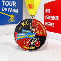 Medalla Deportiva Personalizada de Ciclismo con Diseño 2D/3D, Borde Plateado Esmaltado, para Eventos de Ciclismo, Premio Deportivo, Aleación de Zinc, Cinta