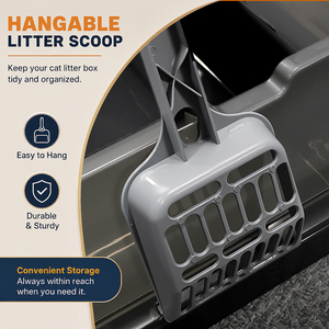 Caja de arena para gatos XL de 60 cm con rejilla frontal integrada, antitransportación de arena, inodoro para mascotas de lados altos, envío directo desde la UE, en stock en Polonia - Product Image 6