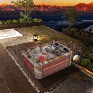 Vasca Idromassaggio <span class=keywords><strong>Jacuzzi</strong></span> Moderna Freestanding <span class=keywords><strong>per</strong></span> Esterni con Sistema Balboa in Acrilico Aristech Pearlwhite Cloud Brown, Made in USA - Product Image 3
