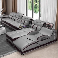 Canapé en cuir moderne et simple, mobilier de salon, ensemble complet avec audio et fonction massage, idéal pour grand appartement
