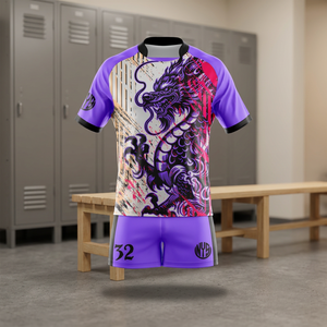 Men's Custom Rugby Uniform Set Player Name Front Orange <b>Black</b> <b>White</b> <b>Striped</b> Sublimated Printed 100% Polyester Breathable Elastic - Product Image 3