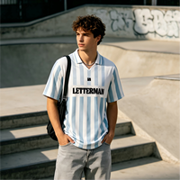 Camiseta Deportiva Retro Americana a Rayas Sublimada Personalizada al por Mayor, Impresión de Logotipo Personalizado, Ropa Deportiva Transpirable para Competición