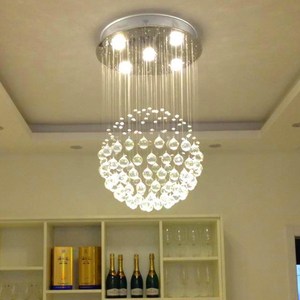 Lustre en acier inoxydable cristallin, luminaire suspendu LED, hauteur réglable, télécommande, 3500K blanc chaud, culot E26, salon - Product Image 2