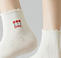 Offre Spéciale blanc tricot chaussettes femmes dames filles chaussettes broderie personnalisé cheville chaussettes