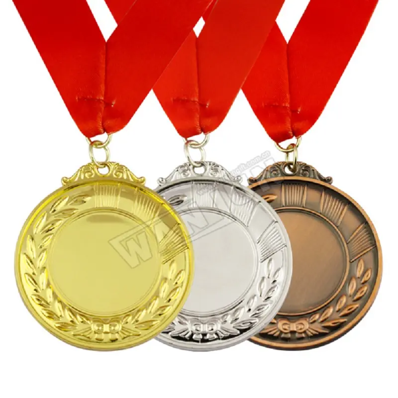 Medalla de metal personalizada con sublimación plana, medalla de premio en blanco con cinta de medalla impresa