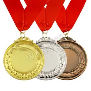 Medalha, fabricante de medalhas personalizado medalhão de subolmação plana de metal com fita impressa da medalha