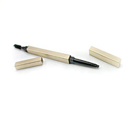 Crayon à sourcils végétalien imperméable double embout doré avec brosse, personnalisable avec votre logo, pour un fini crémeux et micro-précis – Vente en gros