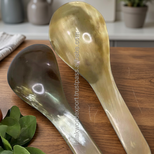Cuillère en corne polie écologique, design traditionnel, cuillère à salade en corne de buffle/vache, cuillère à café/thé, fabriquée à la main dans l'Uttar Pradesh - Product Image 1
