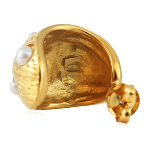 Pendientes de Aro en Forma de U Dorados con Perlas de Imitación y Diseño de Estrella, Pendientes de Moda - Product Image 2