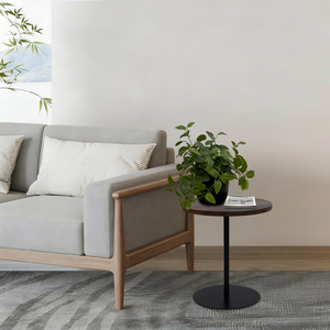 Set Of 2 <b>Small</b> Round Side <b>Table</b> Wooden Concentric Circles Metal <b>Pedestal</b> Nightstand For Corner <b>Small</b> Space - Product Image 5