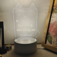 Tableau lumineux LED 3D en acrylique réinscriptible, lampe de bureau concise pour la décoration de la chambre des enfants, ornements, cadeau