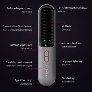 Cepillo Eléctrico para Alisar el Cabello, Inalámbrico, para el Cuidado del Cabello, Ideal para Viajes, Compacto - Product Image 3