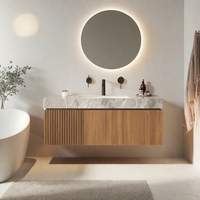 Ensemble de meuble-lavabo de salle de bain moderne et personnalisé, style minimaliste, vasque simple, armoires faciles à installer