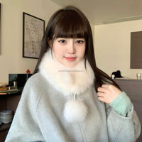Nouveau stock – Écharpe d'hiver en fausse fourrure de renard avec grande boule de fourrure pour femme, style coréen, col en fourrure avec boucle d'aspiration, écharpe en peluche