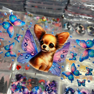 Autocollant décoratif transparent imperméable pour bouteille d'eau, motif papillon violet floral 'Mama' pour femme, transfert UV DTF pour gobelet - Product Image 2