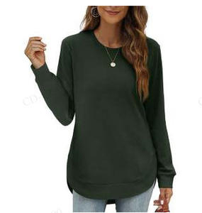 Camiseta Casual de Manga Larga con Cuello Redondo y Dobladillo Asimétrico para Mujer, Nueva Colección Otoño/Invierno - Product Image 4