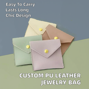 Portable PU Leather Jewelry Container Snap Button Custom Logo Jewellery Pouch for <b>Earrings</b> Ring for <b>Storage</b> Gifts Packaging - Product Image 3
