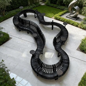 Banc en bois et fer à lattes élégant Y554 pour l'extérieur (zone de piscine), la salle à manger intérieure, la bibliothèque publique, le café, la terrasse – Mobilier moderne - Product Image 4