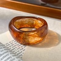 Nuevo Brazalete Ancho de Resina Acrílica con Diseño de Nicho, Brazalete Retro de Moda Color Ámbar, Joyería para Mujer