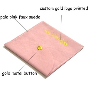 Muestra gratis de logotipo personalizado de oro impreso de color <span class=keywords><strong>rosa</strong></span> pálido pequeño sobre botón Snap joyería collar bolsa de embalaje - Product Image 5