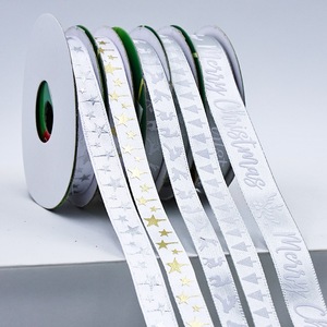 Soft Matte Christmas Satin <b>Ribbon</b> Custom Message For New Year Gift Packing - Product Image 1