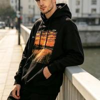 Hoodie grafis oversized desainer khusus pria merek mewah grosir dengan teknologi Direct To Film