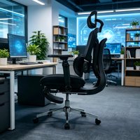 Chaise de bureau exécutive ergonomique moderne à dossier haut en maille pivotante avec support lombaire, roulettes et base en acier, garantie 5 ans