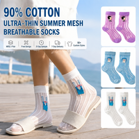 Chaussettes transparentes en soie cristalline pour femmes, ultra fines, respirantes, en coton, pour l'été, avec motifs amusants, pour la mode, fabrication OEM personnalisée