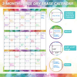 Nuevo Calendario <span class=keywords><strong>de</strong></span> borrado en seco <span class=keywords><strong>grande</strong></span> reutilizable <span class=keywords><strong>de</strong></span> 3 meses <span class=keywords><strong>pizarra</strong></span> <span class=keywords><strong>blanca</strong></span> montada en la <span class=keywords><strong>pared</strong></span> - Product Image 3