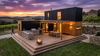 Kit de maison préfabriquée en acier léger en forme de A, maisonnette en acier pour le camping, les vacances et l'utilisation en extérieur, maison conteneur
