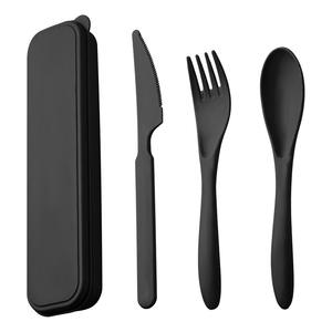 Ensemble de <span class=keywords><strong>couverts</strong></span> de voyage écologiques sans BPA en paille de blé réutilisable, couteau, fourchette, cuillères, vaisselle, avec étui - Product Image 5