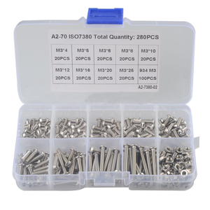 280PCS M3 Cross-border Special Stainless Steel 304 Pan Head Hexagon <b>Screw</b> and Nut Combination Box Set - Product Image 1