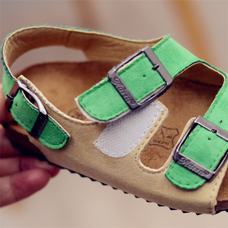 Fashion Summer Cork Slippers Children Leather Slides Shoes Boys Baby Girl Sandals For Kids