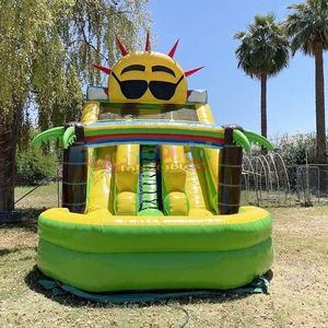 Dual lane kids outdoor party jumpers waterslide bounce <b>house</b> sunshine paradise commercial <b>inflatable</b> water slide pvc - Product Image 1