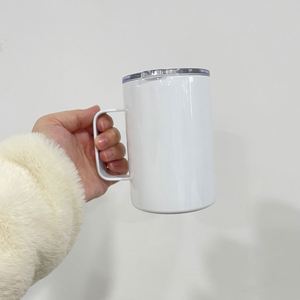 Taza de camping aislada para sublimación de 12 oz, con asa, blanca brillante, para café, al vacío. - Product Image 4