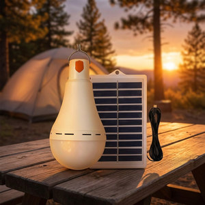 Ampoule LED rechargeable d'urgence DC5V-6V 7W, diamètre 6cm, lampe à chargement USB/panneau solaire, PP 500mAh avec panneau solaire 1W - Product Image 4