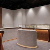 Vitrine de présentation de bijoux en verre sans cadre Sundo, comptoir de magasin de bijouterie, armoire en bois et pierre, fabrication sur mesure pour la vente au détail