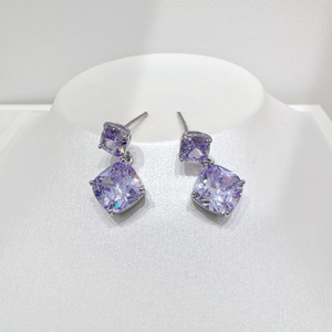 Boucles d'oreilles pendantes en argent sterling 925 avec zircon cubique, pour un usage quotidien, luxueuses, délicates, classiques, pour femmes, pierres bleues. - Product Image 5