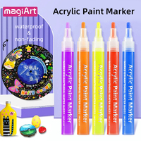 Marqueur d'art acrylique en gros, pointe 2-3 mm, encre permanente, pour dessin, emballage personnalisé, fournitures d'artisanat, grossiste