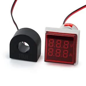 Amperímetro digital, máquina pequena display lcd medidor de tensão voltímetro amperímetro painel luzes
