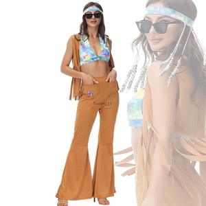 Costume de cosplay rétro années 60 et 70 pour femmes, style hippie, carnaval, Halloween, combinaison, déguisement fantaisie, fête <span class=keywords><strong>disco</strong></span> - Product Image 2