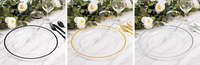 Assiettes de charge en verre 13 \ "écologiques en gros d'usine, bordure transparente en or rose blanc noir pour décorations de mariage