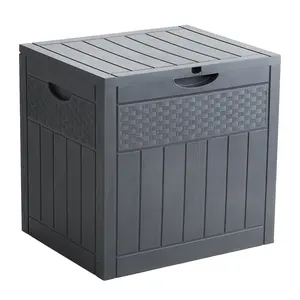 33 Gallon Outdoor Storage Box With Lockable Lid Deck Box For Patio Cushions Pool Accessories Garden Tools